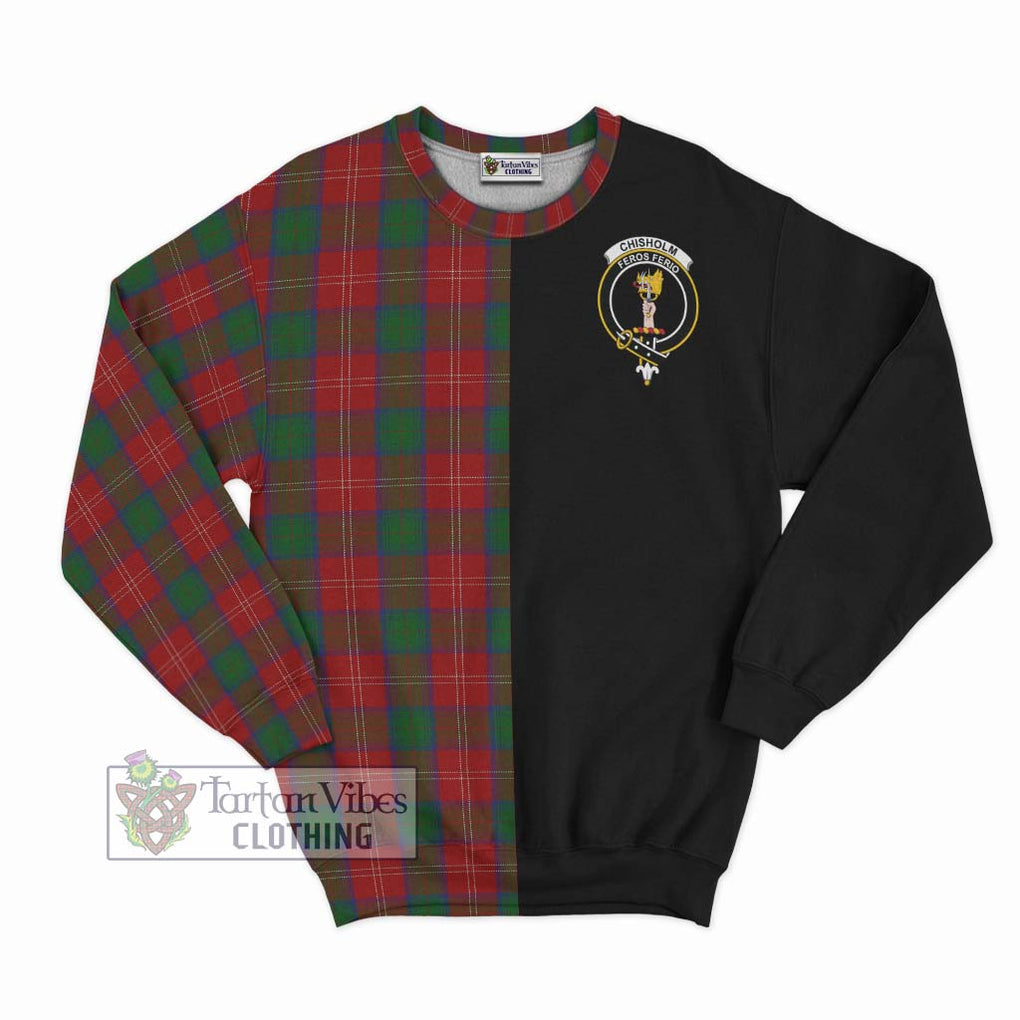 Chisholm Tartan Sweatshirt with Family Crest and Half Of Me Style - Tartanvibesclothing Shop