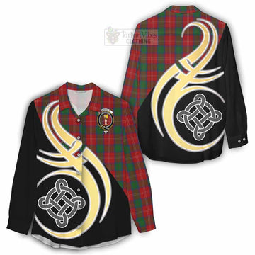 Chisholm Tartan Women's Casual Shirt with Family Crest and Celtic Symbol Style