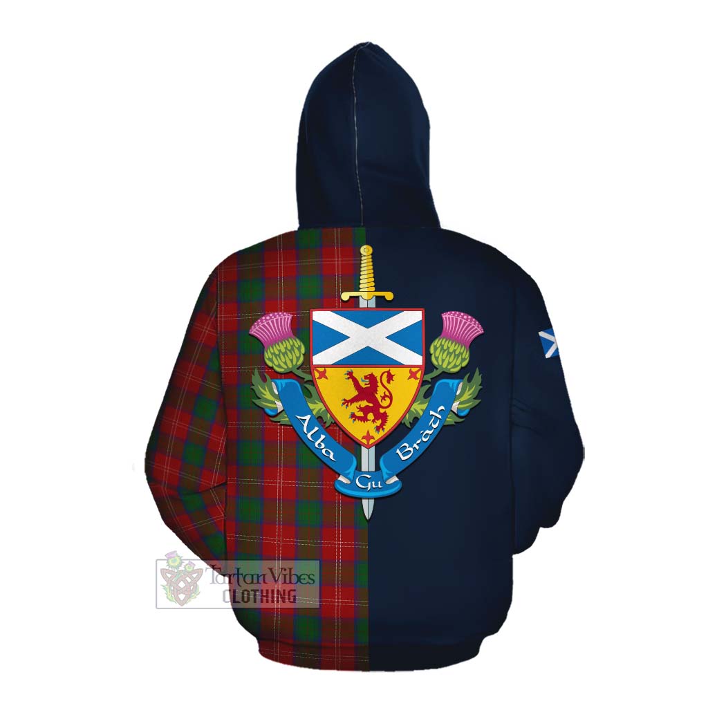 Tartan Vibes Clothing Chisholm Tartan Cotton Hoodie Alba with Scottish Lion Royal Arm Half Style