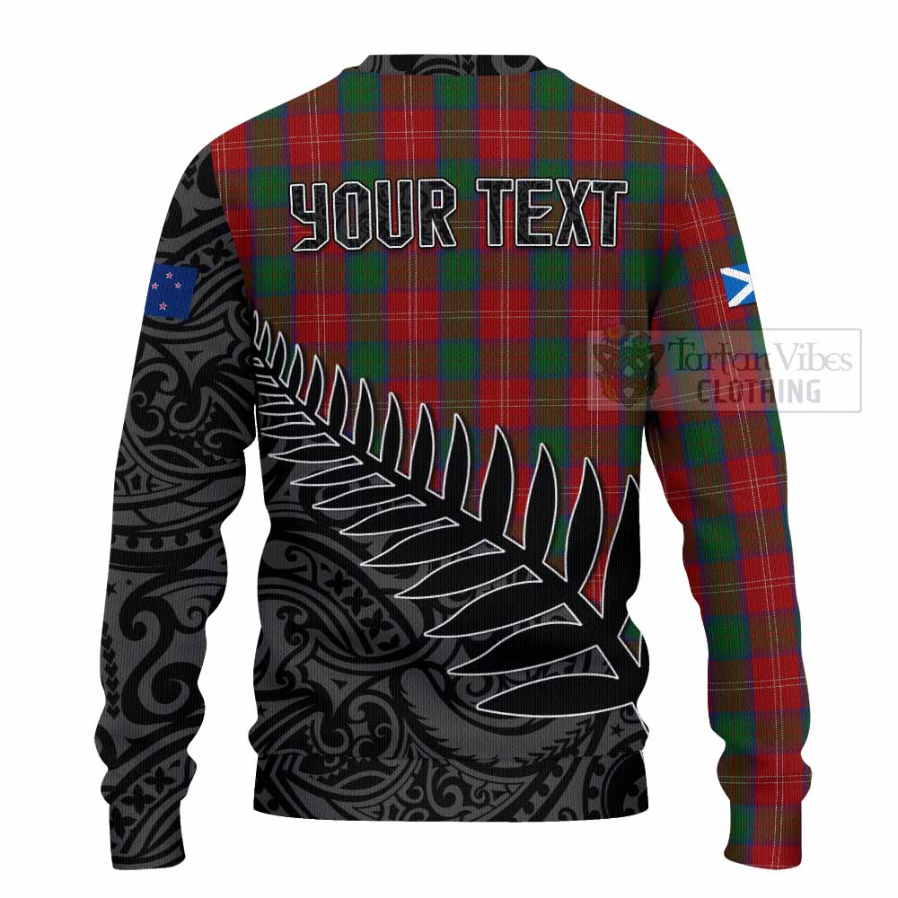 Tartan Vibes Clothing Chisholm Crest Tartan Knitted Sweater with New Zealand Silver Fern Half Style