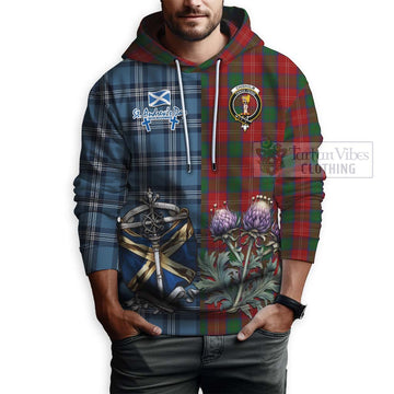 Chisholm Tartan Hoodie Happy St. Andrew's Day Half Tartan Style