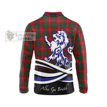 Chisholm Tartan Long Sleeve Polo Shirt with Alba Gu Brath Regal Lion Emblem