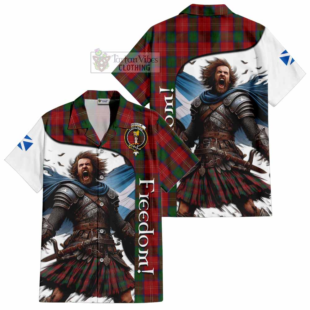 Tartan Vibes Clothing Chisholm Crest Tartan Short Sleeve Button Shirt Inspired by the Freedom of Scottish Warrior