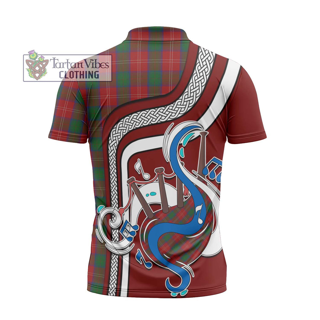 Chisholm Tartan Zipper Polo Shirt with Epic Bagpipe Style - Tartanvibesclothing Shop