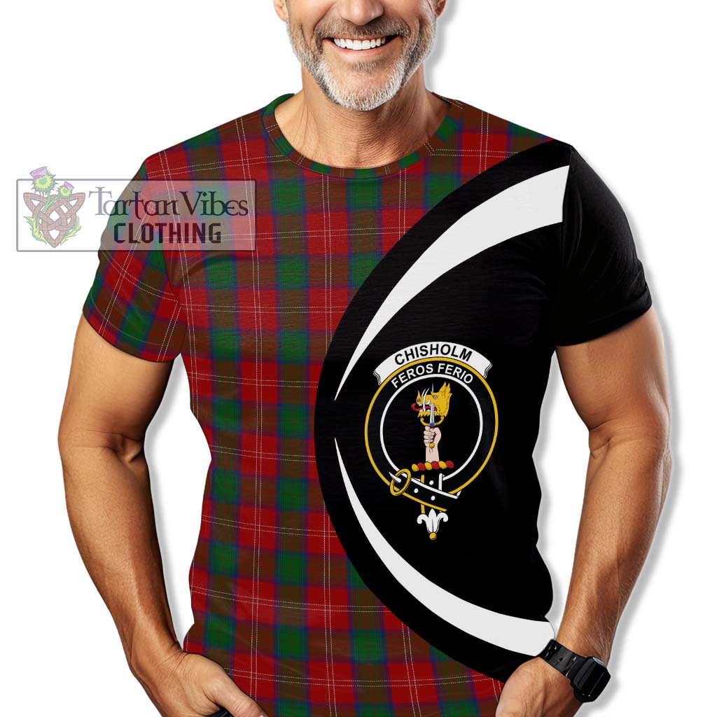 Tartan Vibes Clothing Chisholm Tartan T-Shirt with Family Crest Circle Style