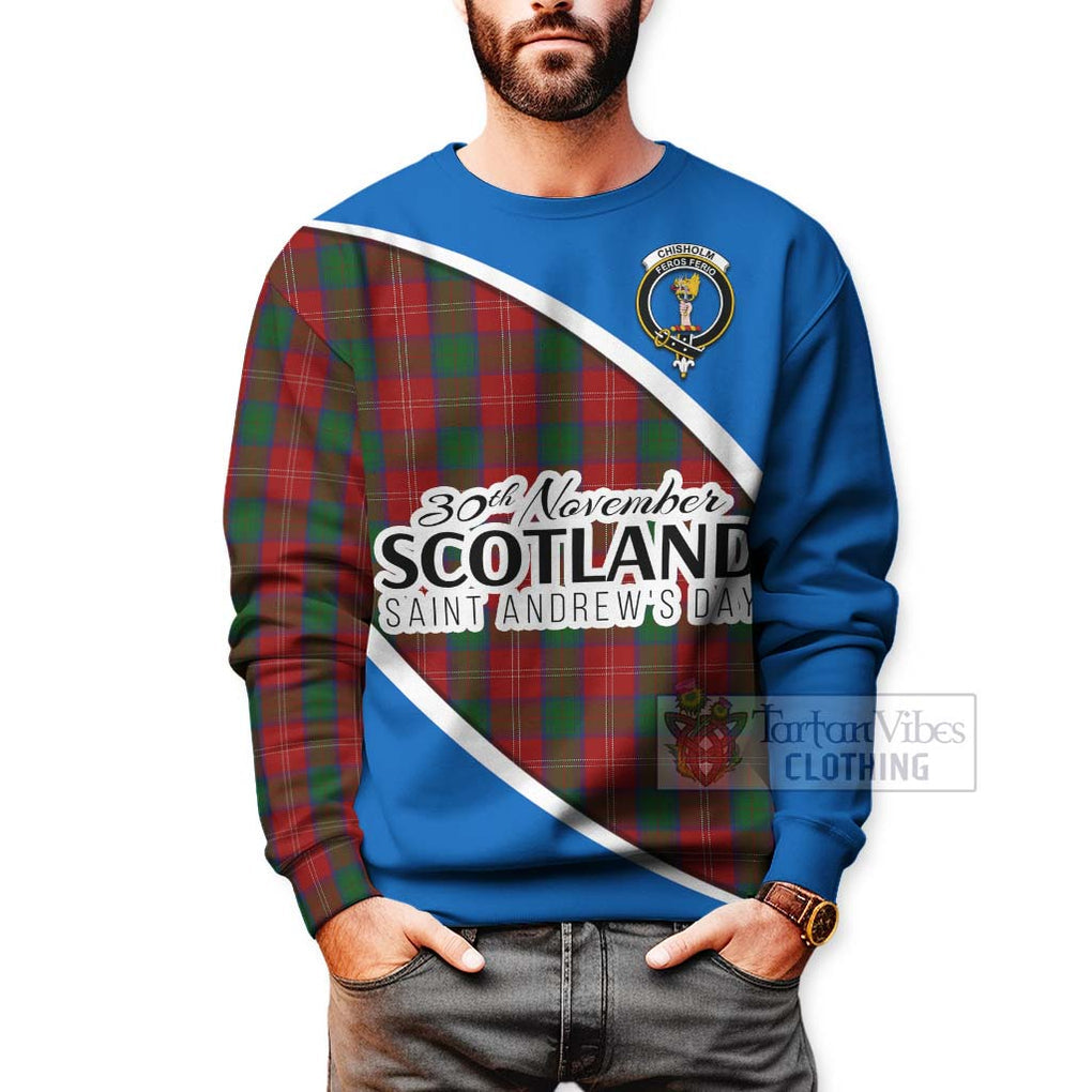 Tartan Vibes Clothing Chisholm Family Crest Tartan Sweatshirt Celebrate Saint Andrew's Day in Style