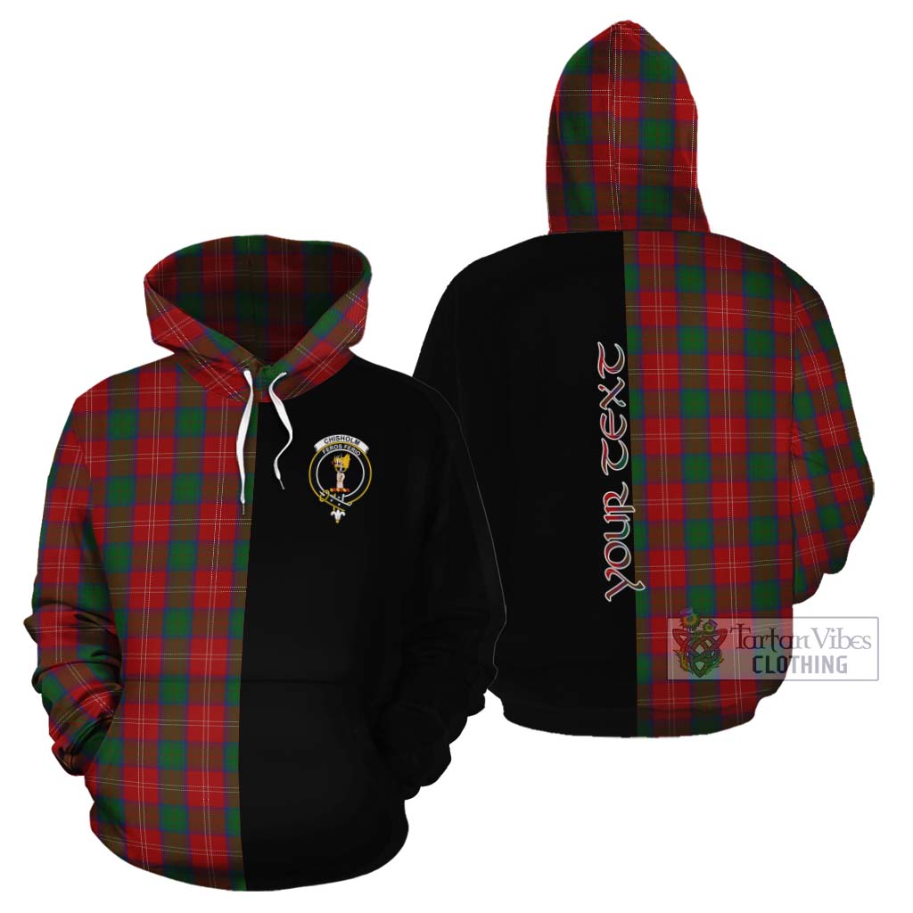 Tartan Vibes Clothing Chisholm Tartan Cotton Hoodie with Family Crest and Half Of Me Style