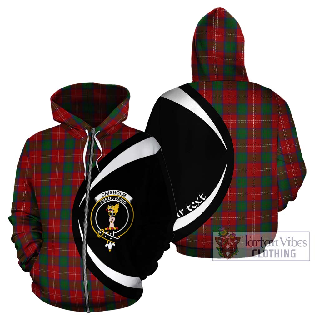 Tartan Vibes Clothing Chisholm Tartan Hoodie with Family Crest Circle Style