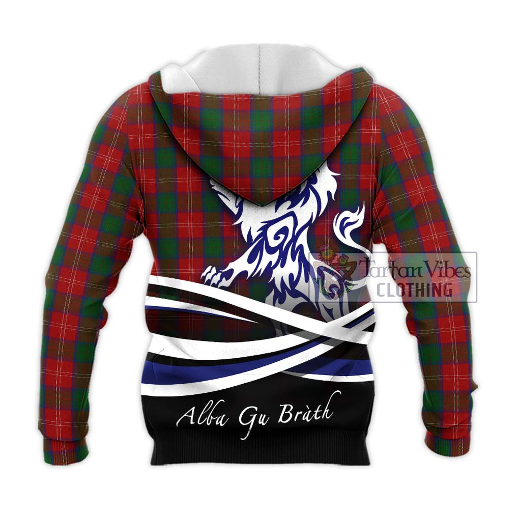 Chisholm Tartan Knitted Hoodie with Alba Gu Brath Regal Lion Emblem - Tartanvibesclothing Shop