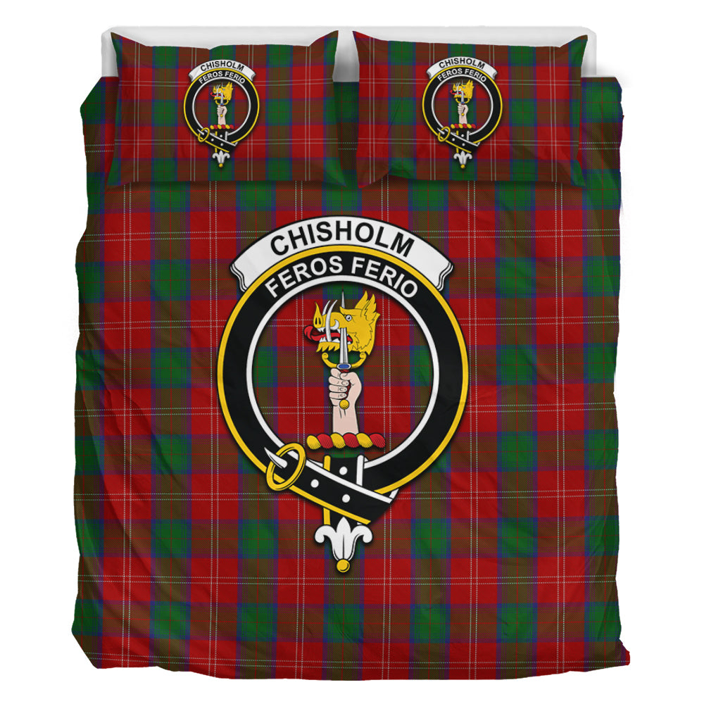 Chisholm Tartan Bedding Set with Family Crest - Tartan Vibes Clothing