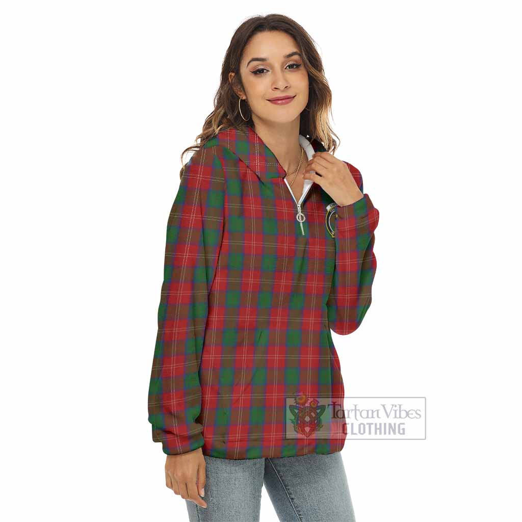 Tartan Vibes Clothing Chisholm Tartan Crest Women's Borg  Half Zip Fleece Hoodie