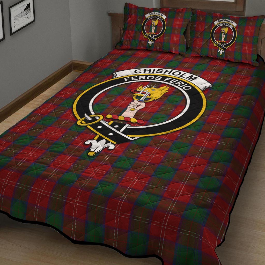 Chisholm Tartan Quilt Bed Set with Family Crest - Tartan Vibes Clothing