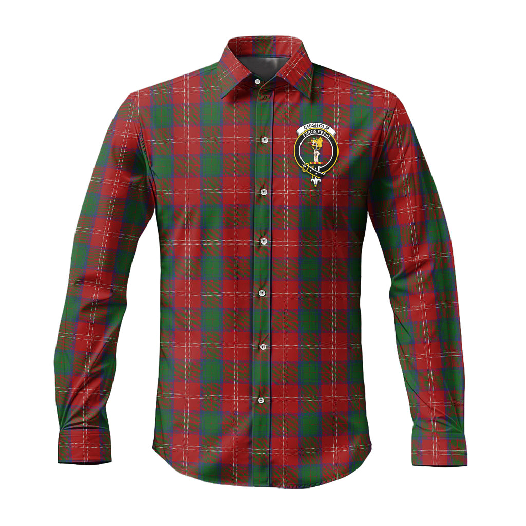 chisholm-tartan-long-sleeve-button-up-shirt-with-family-crest