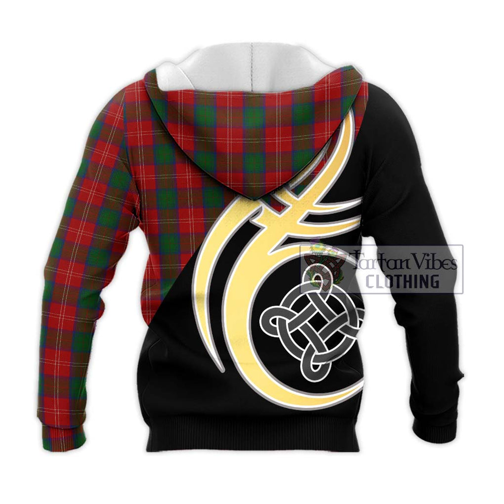 Chisholm Tartan Knitted Hoodie with Family Crest and Celtic Symbol Style - Tartan Vibes Clothing