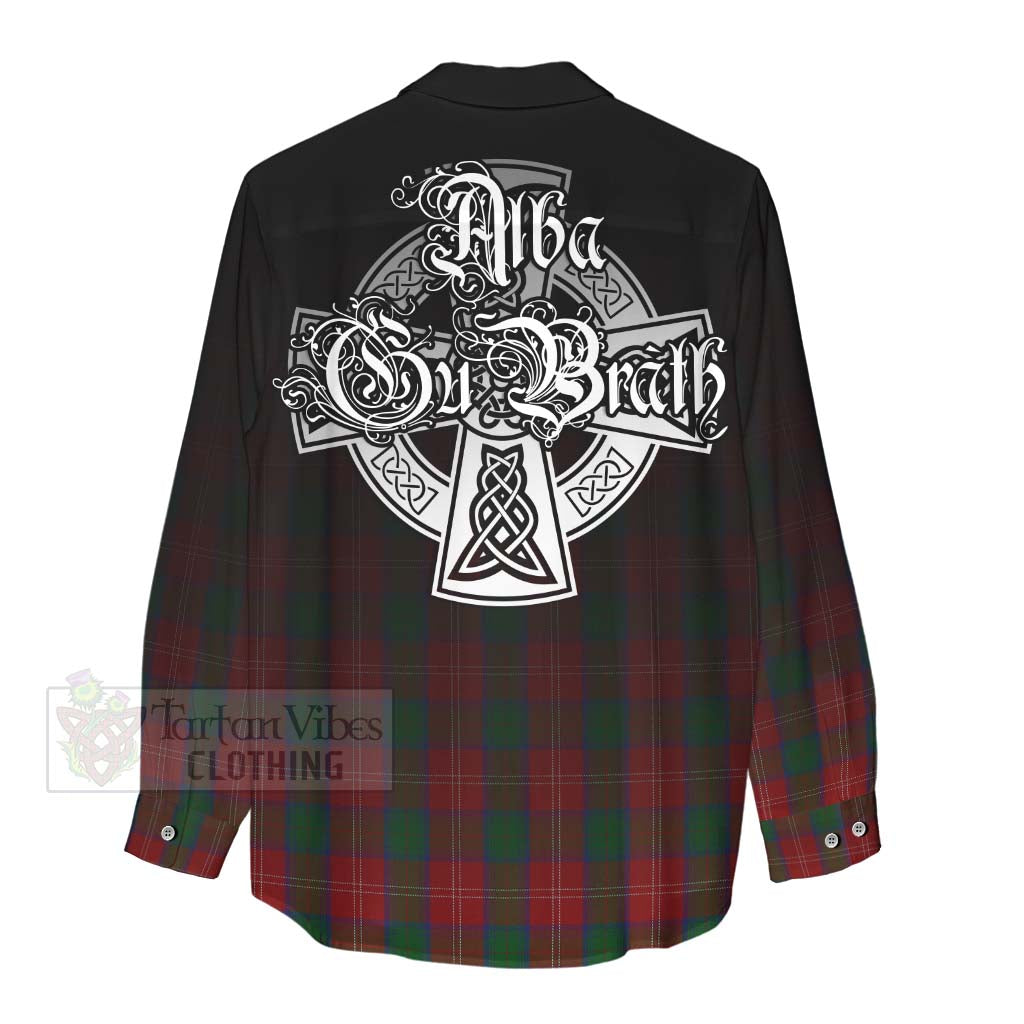 Tartan Vibes Clothing Chisholm Tartan Women's Casual Shirt Featuring Alba Gu Brath Family Crest Celtic Inspired