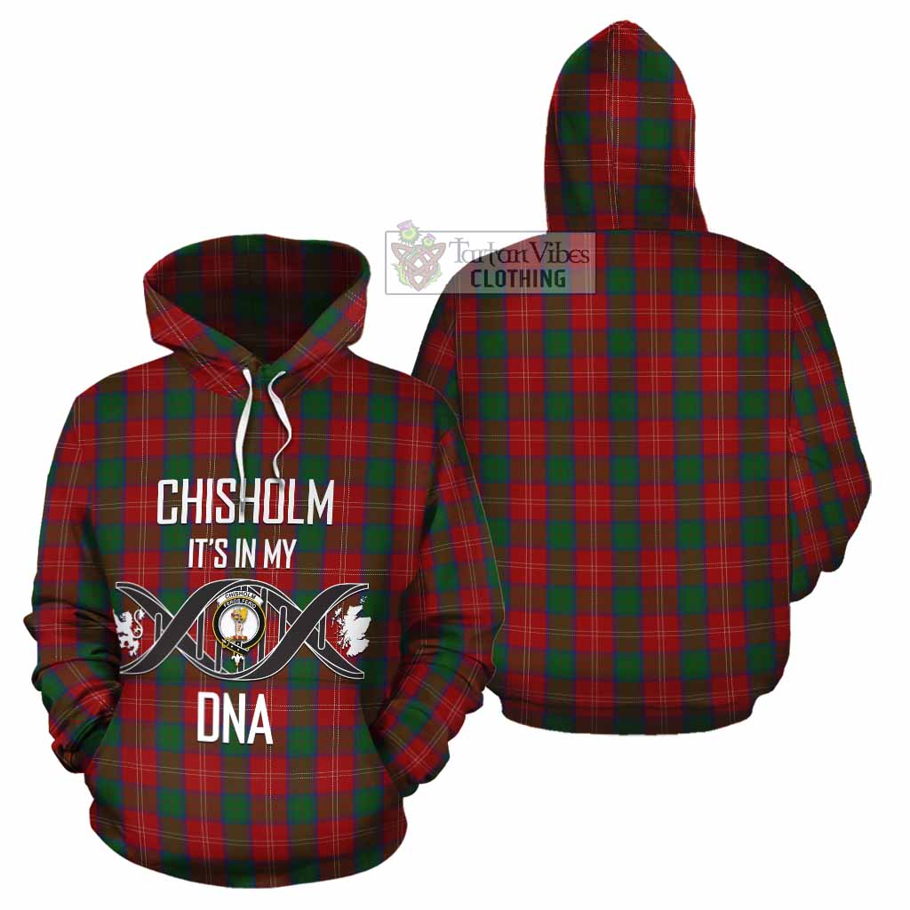 Tartan Vibes Clothing Chisholm Tartan Cotton Hoodie with Family Crest DNA In Me Style