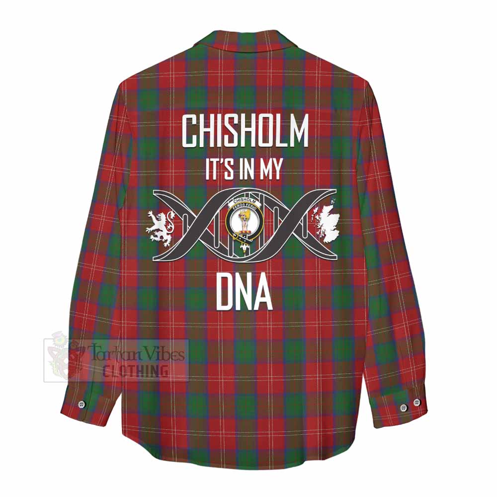 Tartan Vibes Clothing Chisholm Tartan Women's Casual Shirt with Family Crest DNA In Me Style