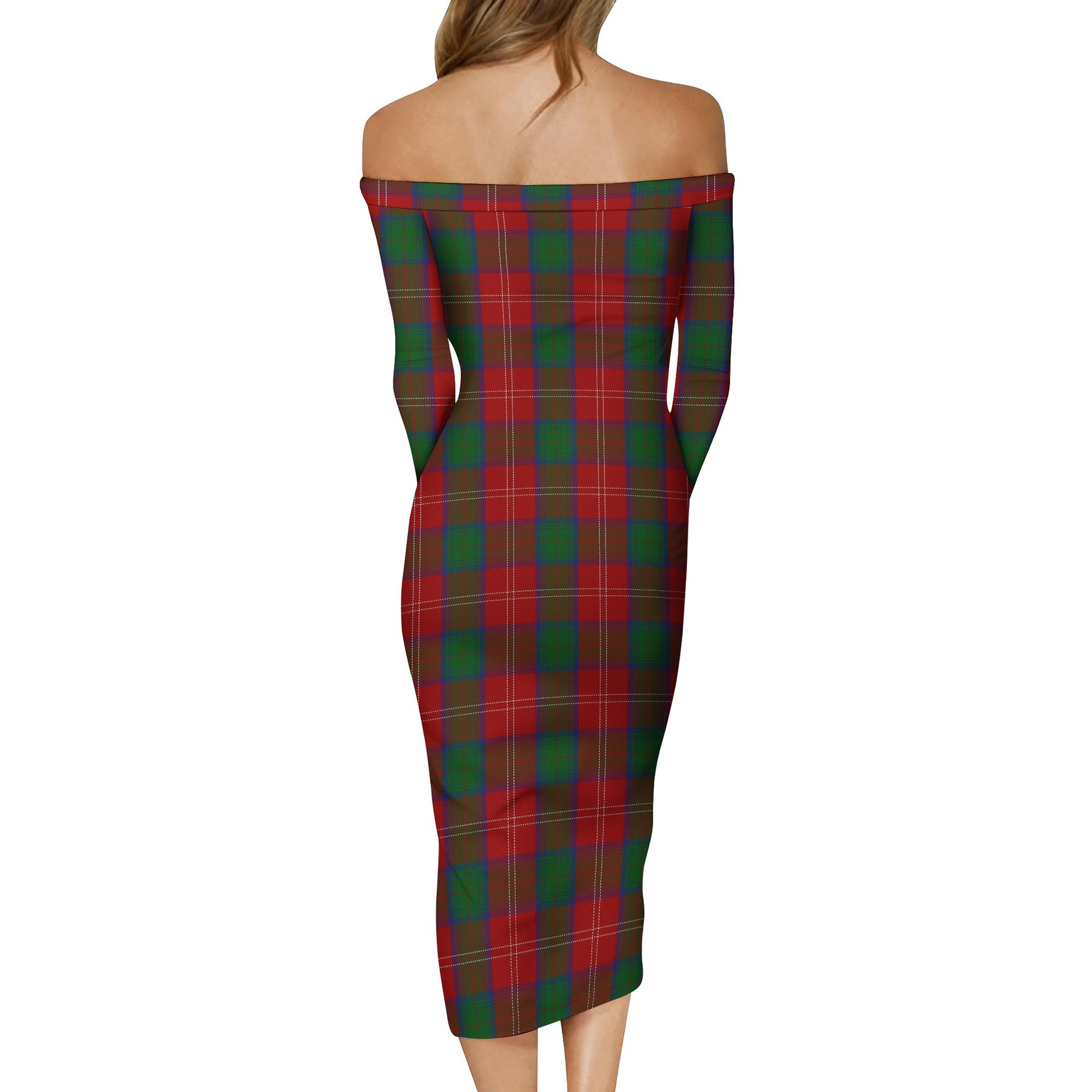 Chisholm Tartan Off Shoulder Lady Dress - Tartanvibesclothing