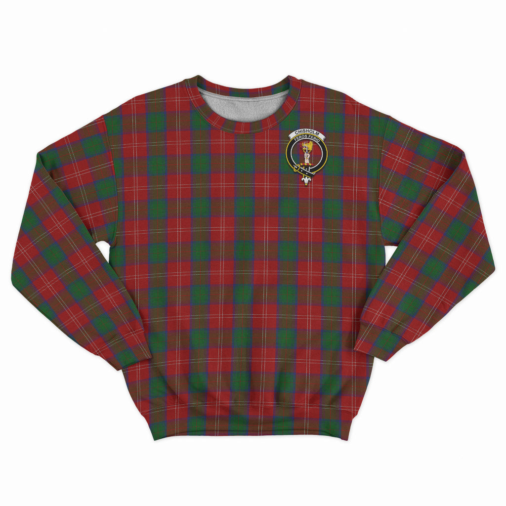 Chisholm Tartan Sweatshirt with Family Crest - Tartan Vibes Clothing