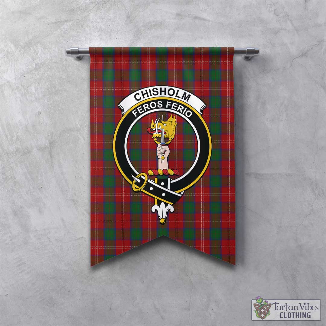 Tartan Vibes Clothing Chisholm Tartan Gonfalon, Tartan Banner with Family Crest