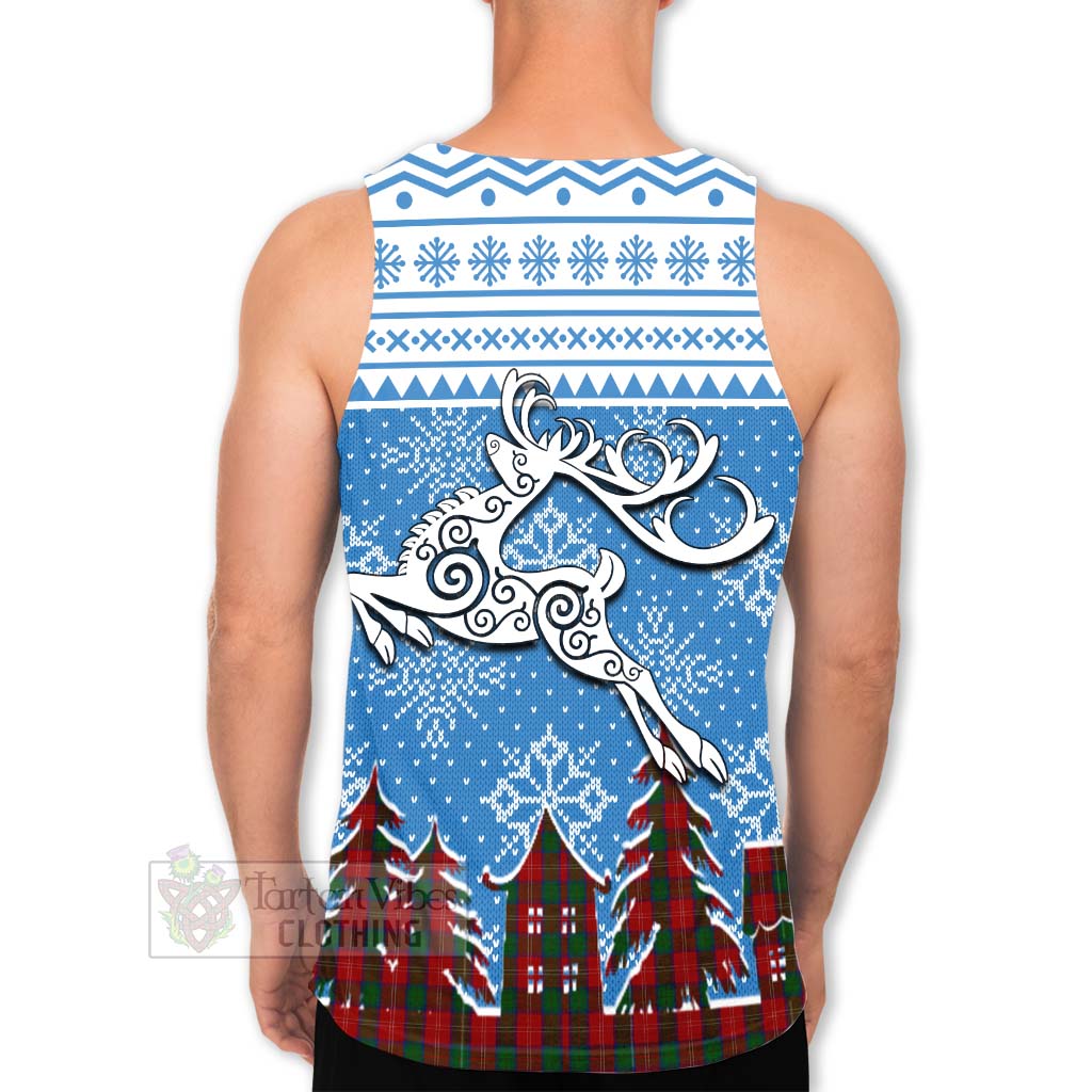 Tartan Vibes Clothing Chisholm Clan Christmas Men's Tank Top Celtic Reindeer Style