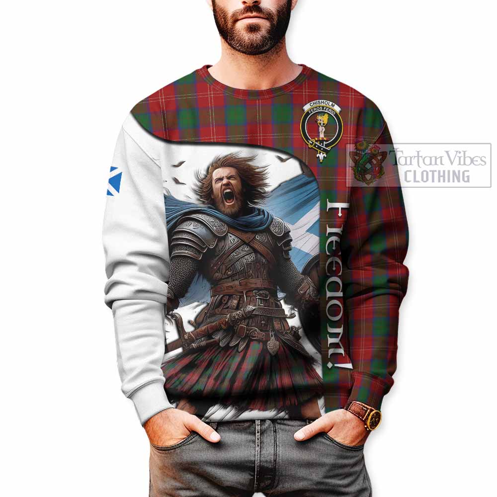 Tartan Vibes Clothing Chisholm Crest Tartan Sweatshirt Inspired by the Freedom of Scottish Warrior