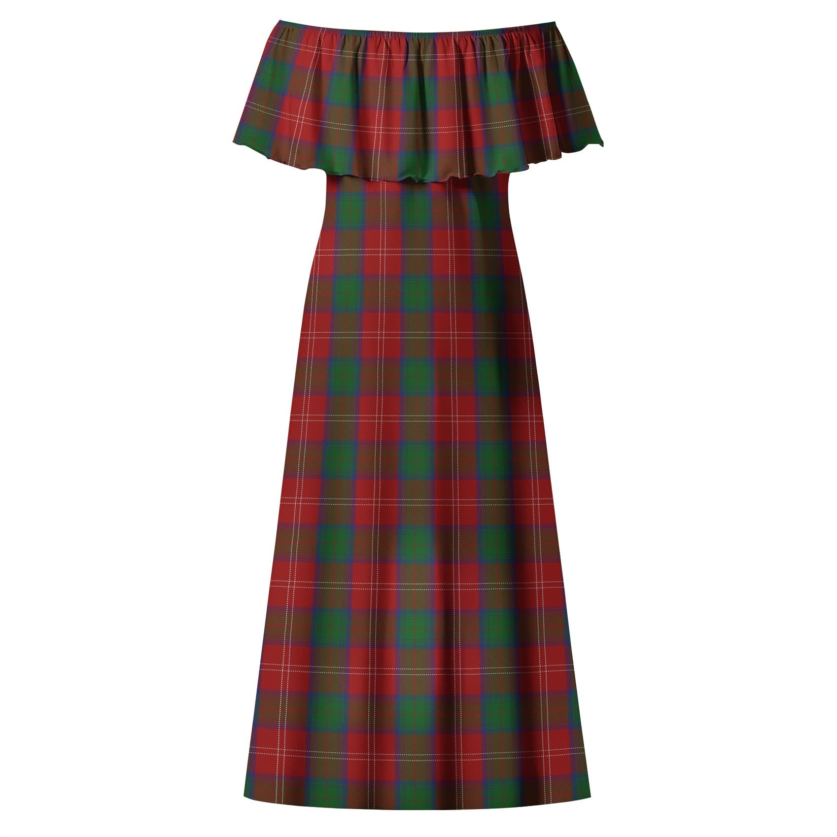 Chisholm Tartan Off Shoulder Long Dress - Tartanvibesclothing