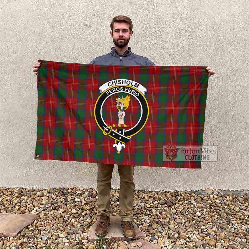 Chisholm Tartan House Flag with Family Crest - Tartan Vibes Clothing