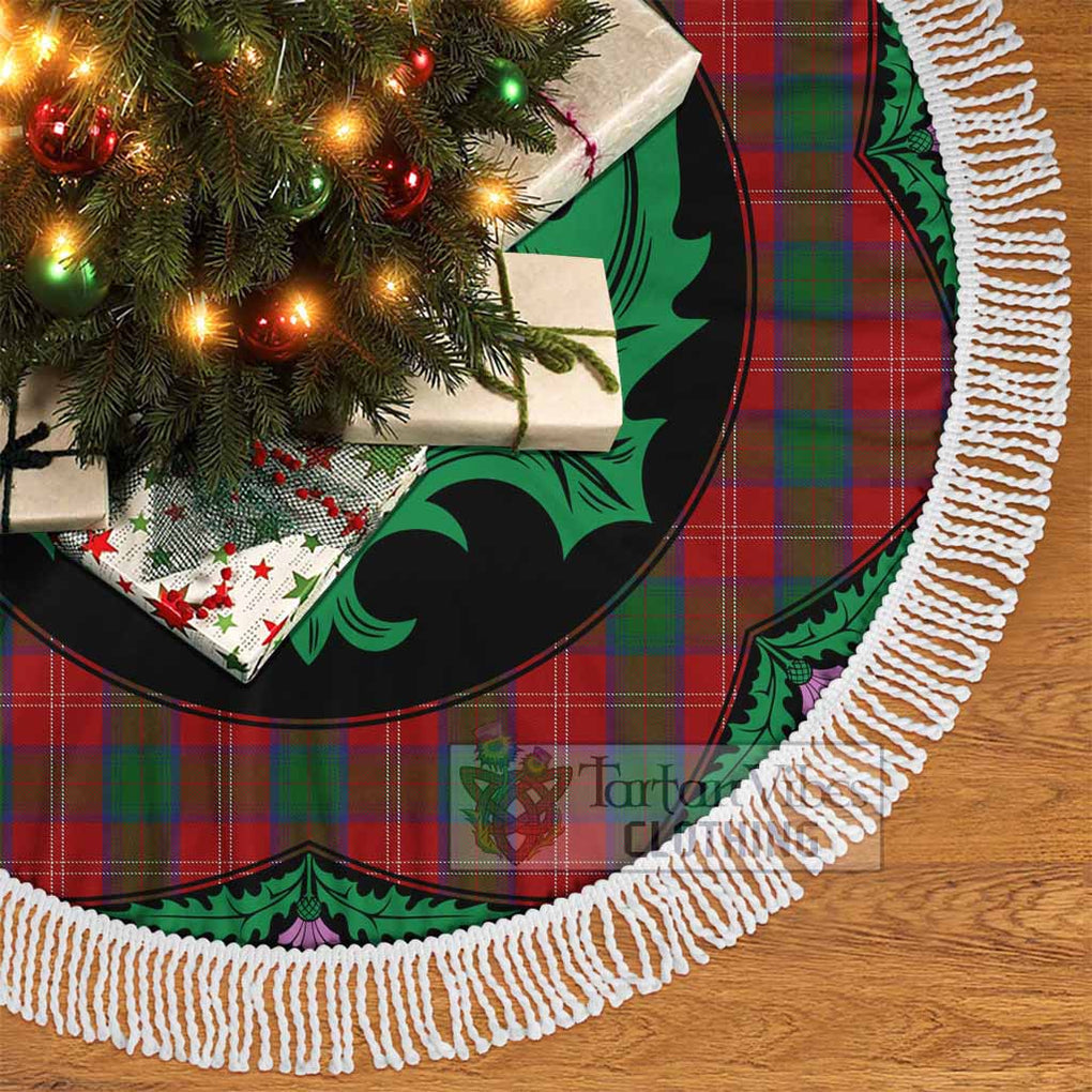 Tartan Vibes Clothing Chisholm Tartan Christmas Tree Skirt Scottish Thistle Style