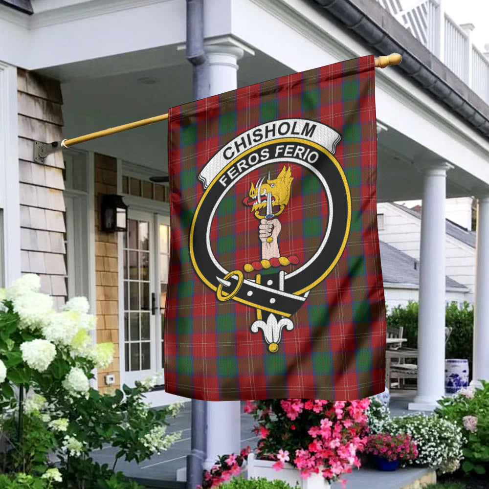 Chisholm Tartan Flag with Family Crest - Tartan Vibes Clothing