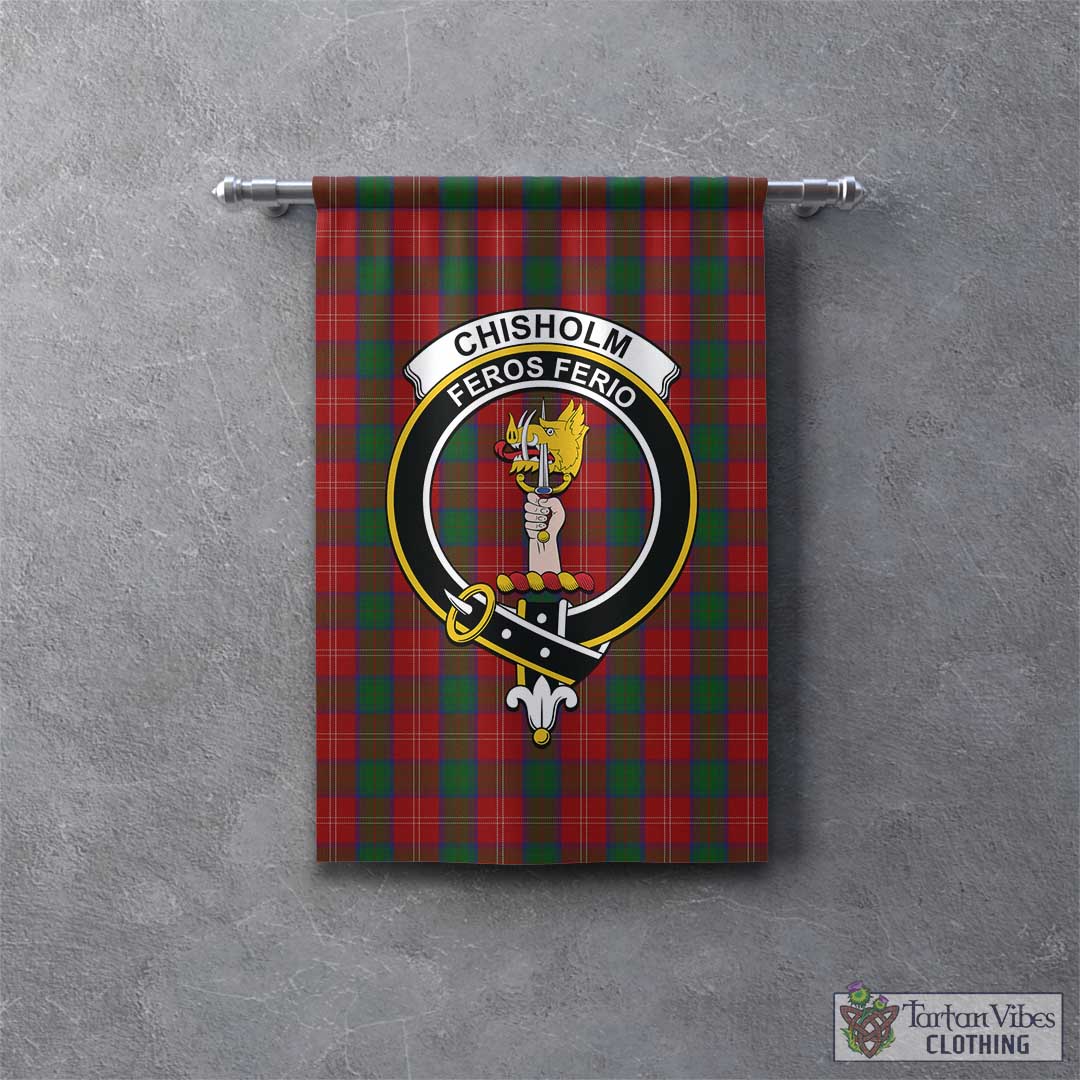 Tartan Vibes Clothing Chisholm Tartan Gonfalon, Tartan Banner with Family Crest