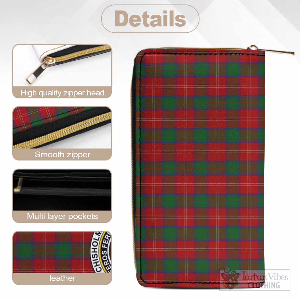 Chisholm Tartan Women's Leather Wallet with Family Crest - Tartan Vibes Clothing