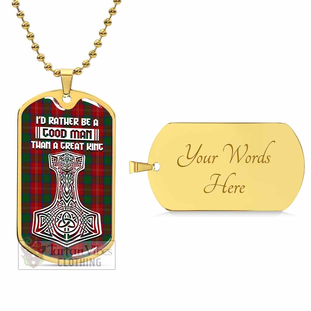 Tartan Vibes Clothing Chisholm Tartan Dog Tag Necklace Viking Mjolnir Style