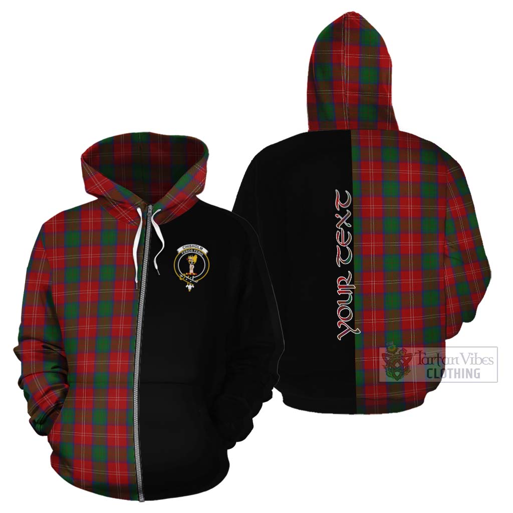 Tartan Vibes Clothing Chisholm Tartan Cotton Hoodie with Family Crest and Half Of Me Style