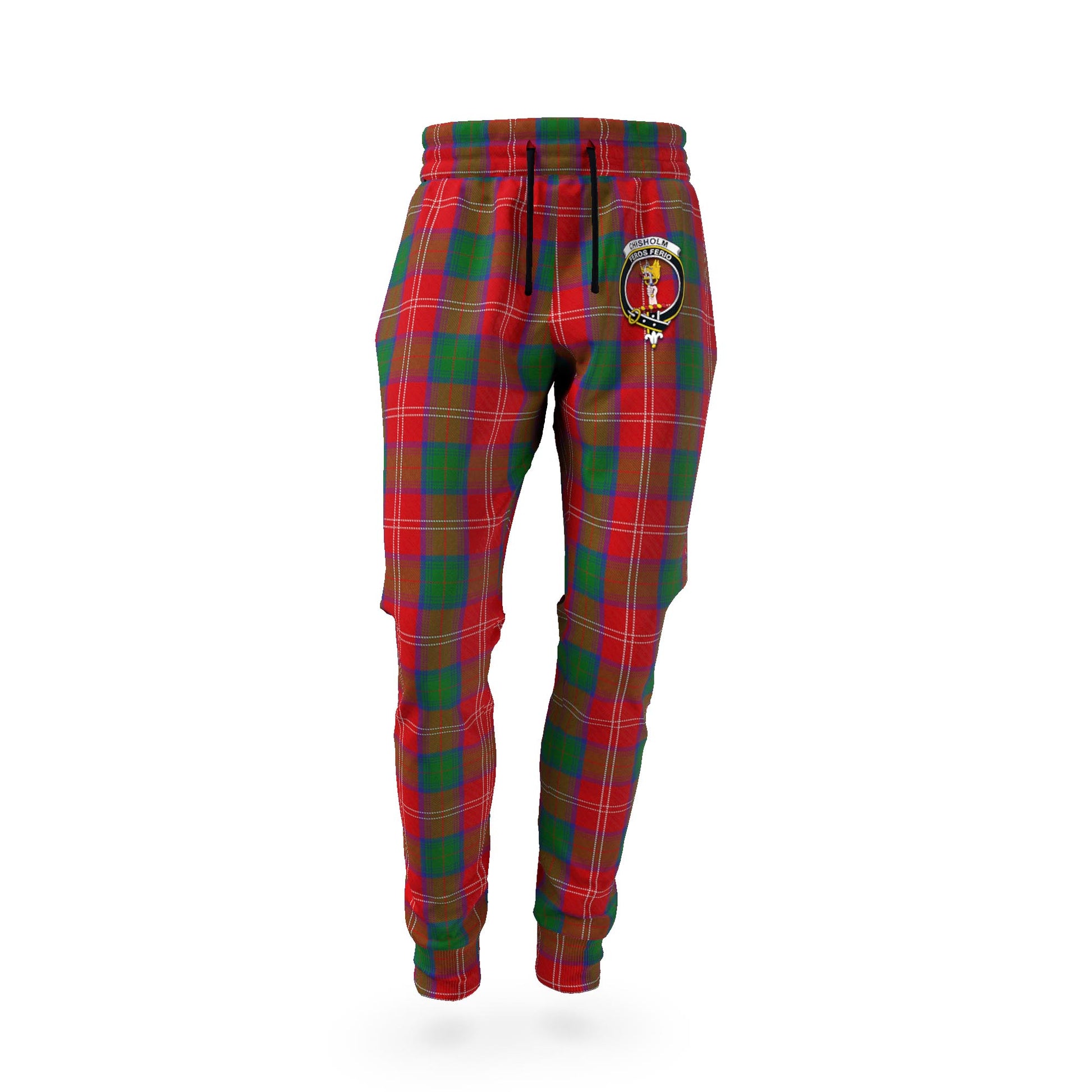 Chisholm Tartan Joggers Pants with Family Crest - Tartan Vibes Clothing