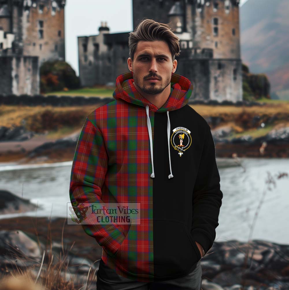 Tartan Vibes Clothing Chisholm Tartan Cotton Hoodie with Family Crest and Half Of Me Style