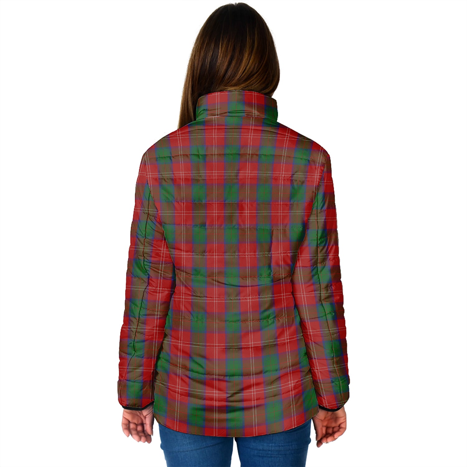 Chisholm Tartan Padded Jacket with Family Crest - Tartanvibesclothing