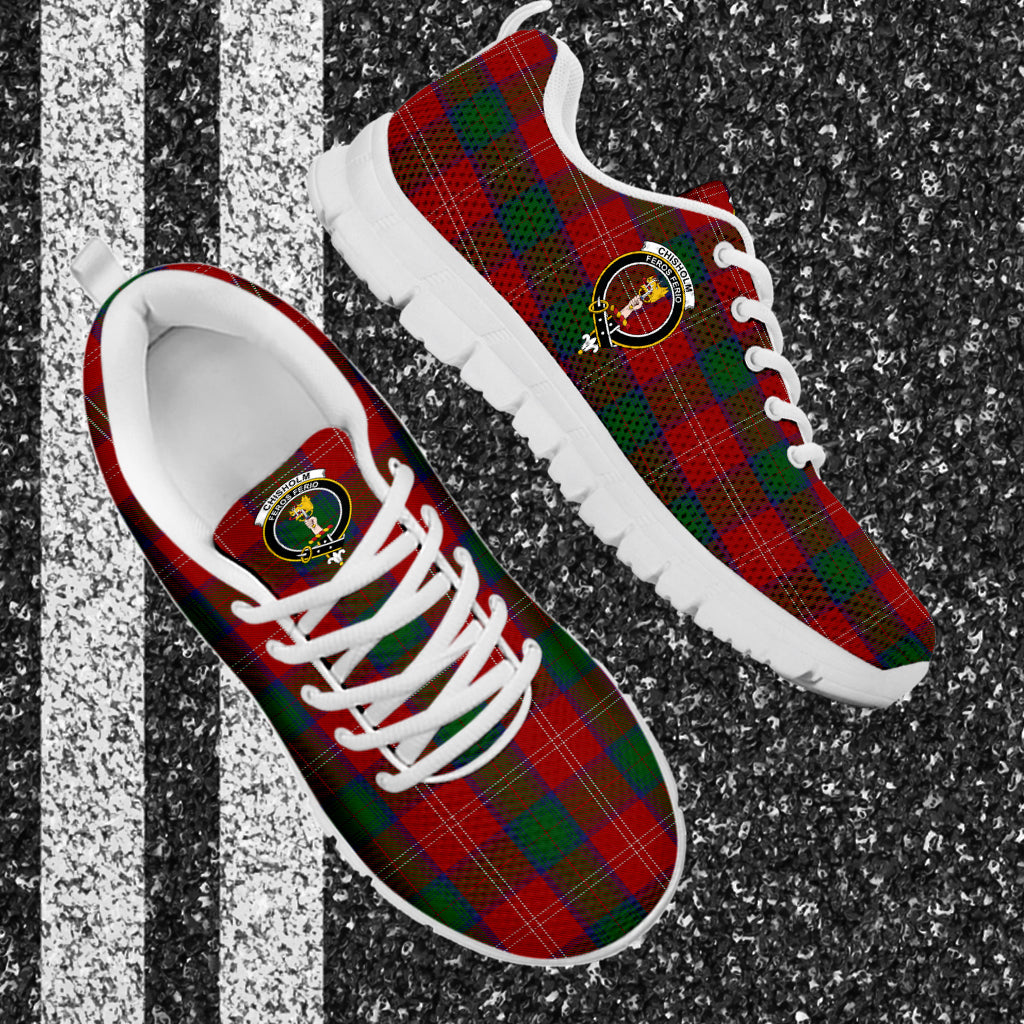 Chisholm Tartan Sneakers with Family Crest - Tartan Vibes Clothing