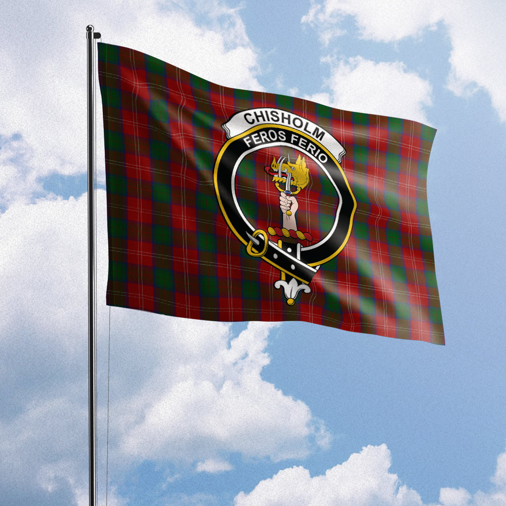 Chisholm Tartan Flag with Family Crest House Flag (Horizontal) - Tartan Vibes Clothing