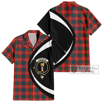 Chisholm Ancient Tartan Short Sleeve Button Up with Family Crest Circle Style