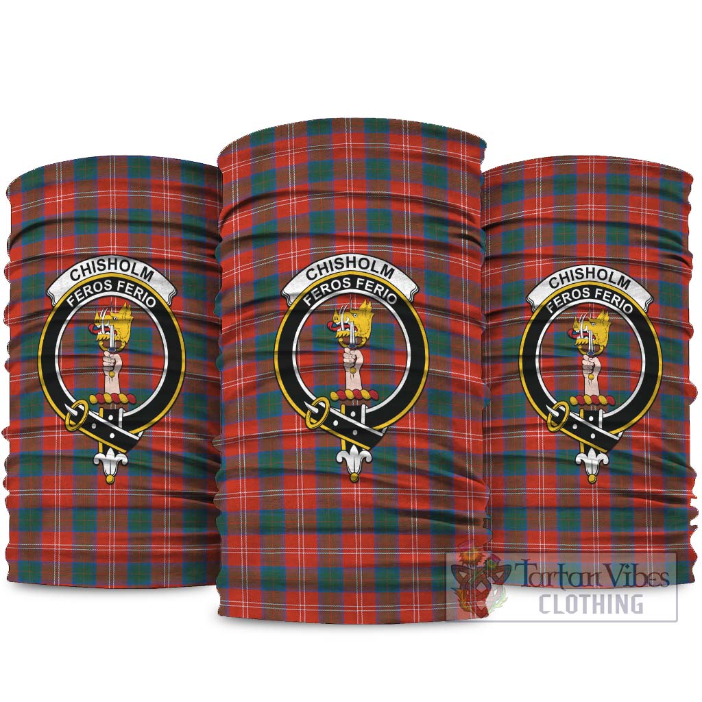 Chisholm Ancient Tartan Neck Gaiters, Tartan Bandanas, Tartan Head Band with Family Crest