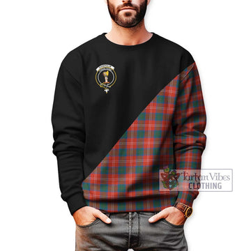 Chisholm Ancient Tartan Sweatshirt with Family Crest and Military Logo Style