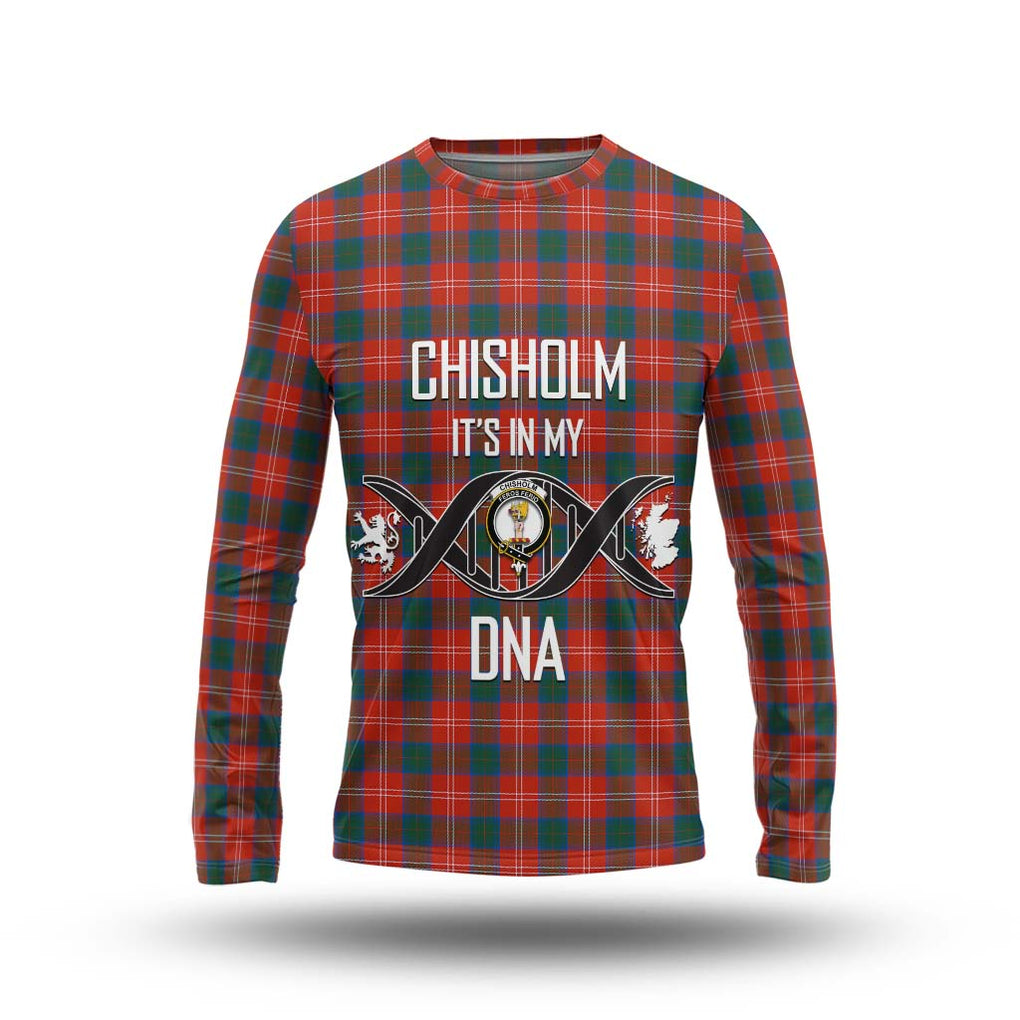 Chisholm Ancient Tartan Long Sleeve T-Shirt with Family Crest DNA In Me Style Unisex - Tartanvibesclothing Shop