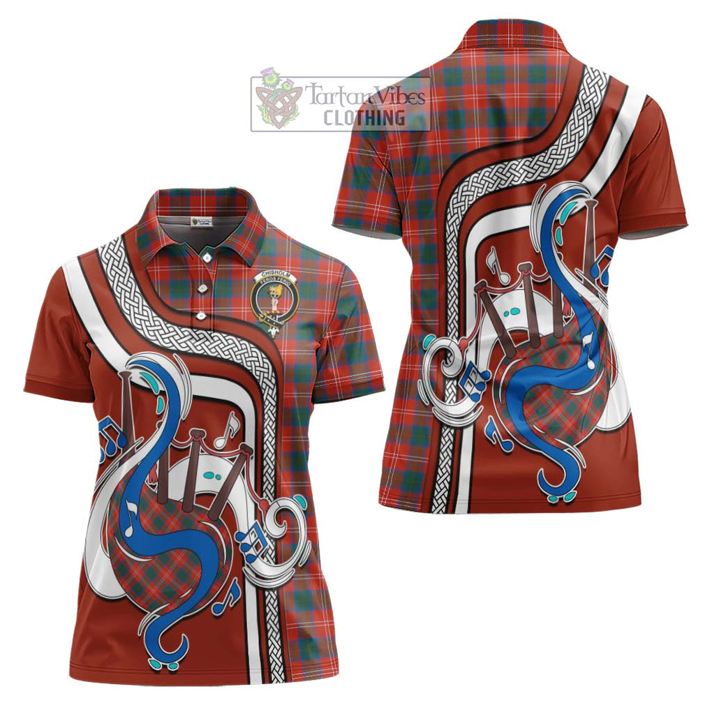 Chisholm Ancient Tartan Women's Polo Shirt with Epic Bagpipe Style Women - Tartanvibesclothing Shop