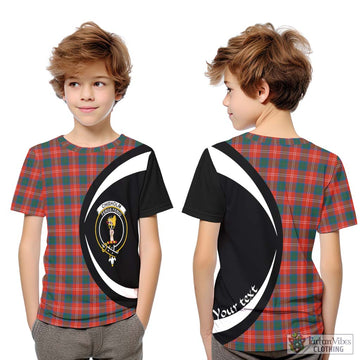 Chisholm Ancient Tartan Kid T-Shirt with Family Crest Circle Style