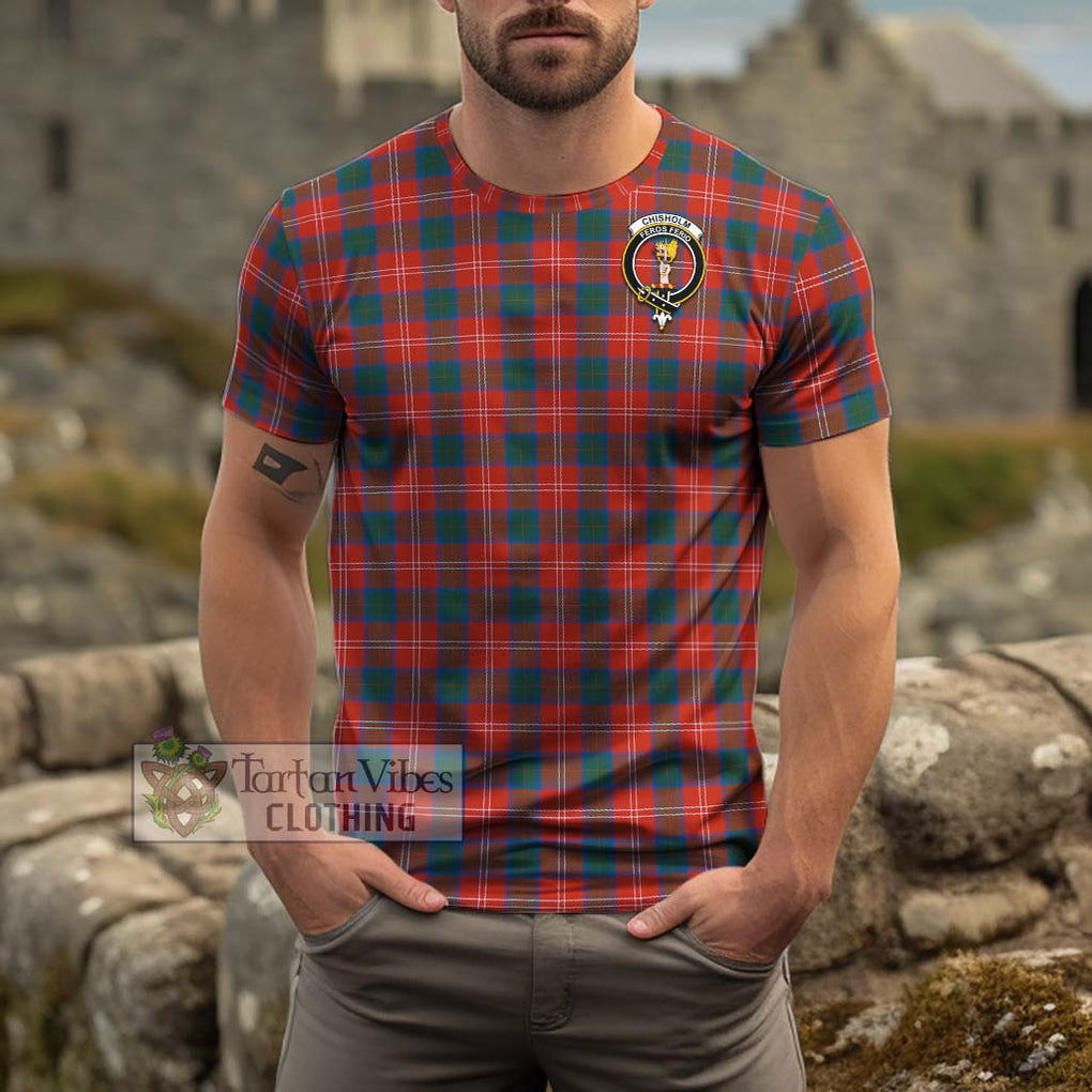 Chisholm Ancient Tartan Cotton T-Shirt with Family Crest Men's Shirt - Tartanvibesclothing Shop