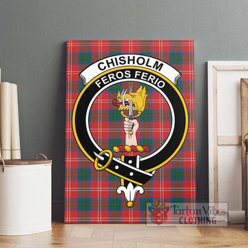 Chisholm Ancient Tartan Canvas Print Wall Art with Family Crest