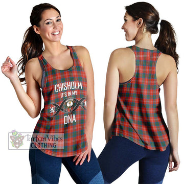 Chisholm Ancient Tartan Women's Racerback Tanks with Family Crest DNA In Me Style