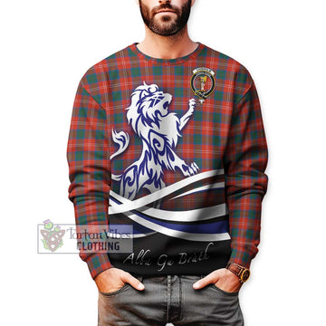 Chisholm Ancient Tartan Sweatshirt with Alba Gu Brath Regal Lion Emblem