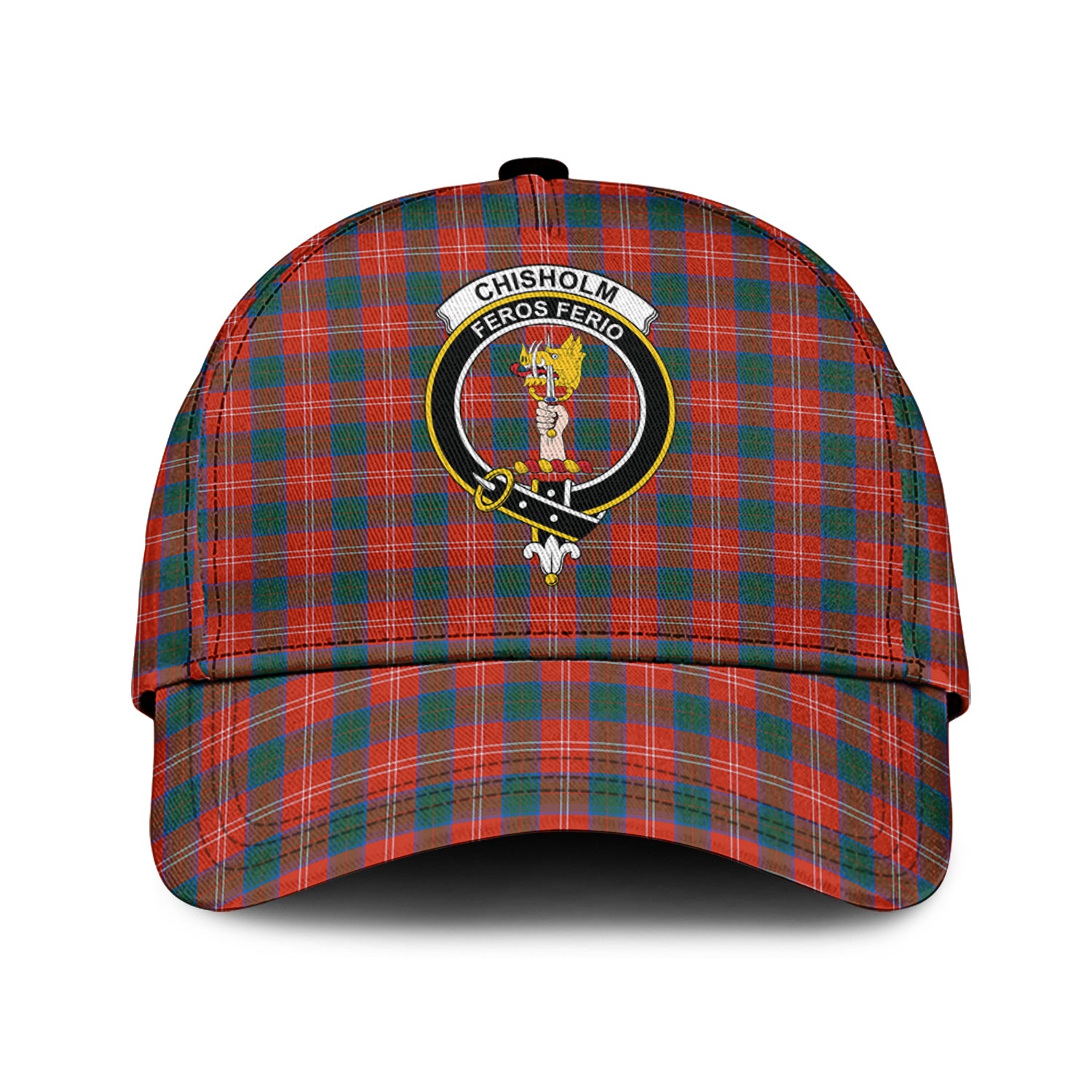 chisholm-ancient-tartan-classic-cap-with-family-crest